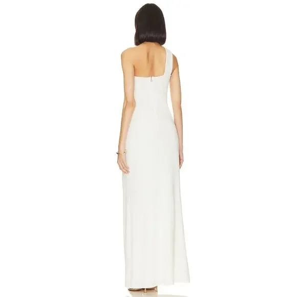 Nookie Bliss Cut Out Gown Maxi Dress One Shoulder Cut-Out Front High Slit Large